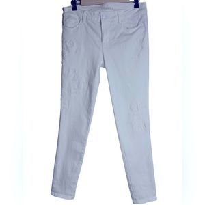 White House black market white jeans floral embroidered size 6